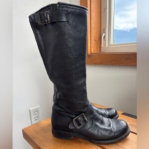 Frye Black Leather tall Veronica Slouch Boots size 6